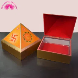Wish Box Om Sticker Wooden Box Vastu Pyramid Vastu Remedy With Om Symbol 6 Inch Approx Decorative Showpiece - 18 cm-45
