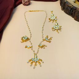 ABDESIGNS Gold-Plated Kundan-Studded & Beaded Jewellery Set-picture-3