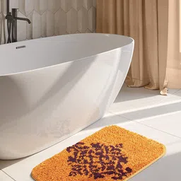 OBSESSIONS Mustard Yellow Anti-Skid 1400 GSM Bath Rugs-30