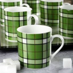 SONAKI Green & White 6-Pieces Printed Bone China Mugs Set 220 ml each-image-32