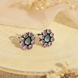 Saraf RS Jewellery Silver-Plated CZ Studded Toe Rings-36