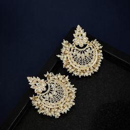 ATIBELLE Gold-Plated Kundan Studded Crescent Shaped Chandbalis-30