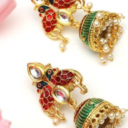 ATIBELLE Gold Plated Kundan Jhumkas-image-75