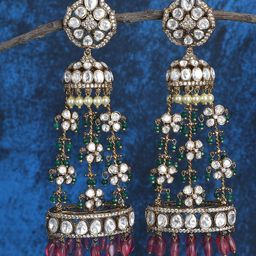 AURAA TRENDS 22KT Gold Plated Kundan Studded Contemporary Jhumkas-picture-35