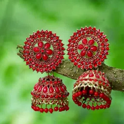 MEENAZ Gold-Plated Dome Shaped Jhumkas-53