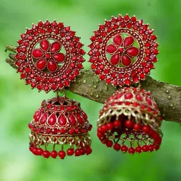 MEENAZ Gold Plated American Diamond Studded Jhumkas-10