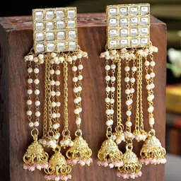 KARATCART Gold-Plated Contemporary Jhumkas Earrings-79