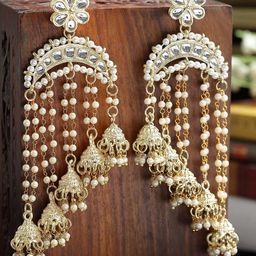 KARATCART Gold-Plated Contemporary Jhumkas Earrings-26