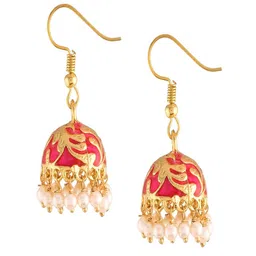 I Jewels Pink & Gold-Toned Contemporary Jhumkas Earrings-picture-13