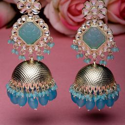 Sukkhi Gold-Plated Kundan-Studded Dome-Studded Jhumkas-50