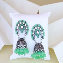 I Jewels Silver Plated Jhumkas Earrings-image-30
