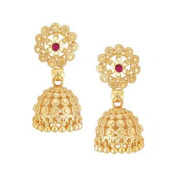 Vighnaharta Gold-Plated Brass Artificial Stones and Beads Jhumkas Earrings-picture-13