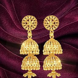 Vighnaharta Gold-Plated Dome Shaped Jhumkas-picture-12