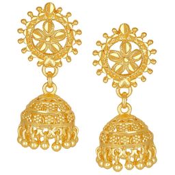 Vighnaharta Gold-Plated Contemporary Jhumkas Earrings-image-74