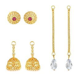 Vighnaharta 3 IN 1 Gold-Plated Stud Earrings With Removable Jhumki & Chain Drop-20