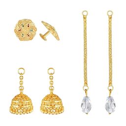 Vighnaharta Set Of 2 Gold Plated Contemporary Jhumkas-17