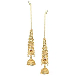 Vighnaharta Gold-Plated Beaded Contemporary Jhumkas-image-1
