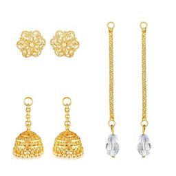 Vighnaharta 3 IN 1 Gold-Plated Stud Earrings With Removable Jhumki & Chain Drop-6