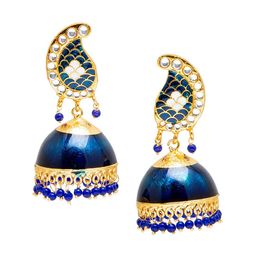 Shining Jewel - By Shivansh Blue Contemporary Jhumkas Earrings-18