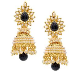Crunchy Fashion Black Contemporary Jhumkas Earrings-36