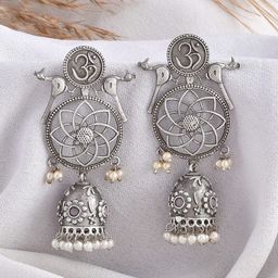 DASTOOR Oxidise Silver Plated Jhumkas-image-43