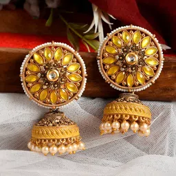 AQUASTREET Stone Studded Big Round Stud Jhumkis Earrings-31