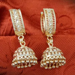 MEENAZ Gold-Plated Circular Jhumkas Earrings-image-27