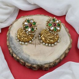 StileAdda Gold-Plated Dome Shaped Jhumkas-0