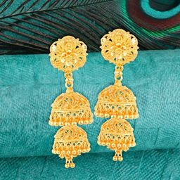 Vighnaharta Gold-Plated Dome Shaped Jhumkas-10