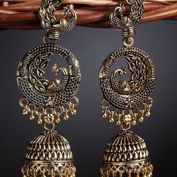 Arrabi Gold-Plated Black Oxidised  Dome Shaped Jhumkas-image-92