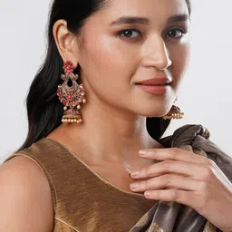 Anouk Stone Studded Beaded Jhumkas-7