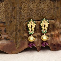 DUGRISTYLE Gold Plated Classic Jhumkas Earrings-30