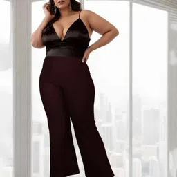 Amydus Women Plus Size Plus Size Maroon Solid Treggings-image-10