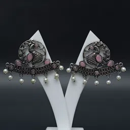 Ozanoo Silver-Plated Peacock Shaped Floral Studs Earrings-28