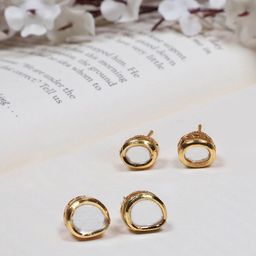 FIROZA Set Of 2 Gold Plated Kundan Studded Oval Studs Earrings-46