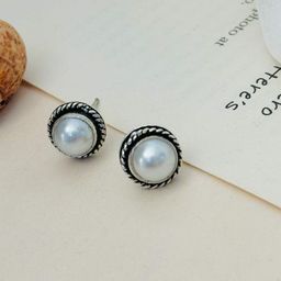 ABDESIGNS Silver Plating Spherical Shaped Studs Earrings-image-92