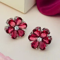 ABDESIGNS Silver Plating Floral Shaped Studs Earrings-37