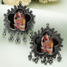 Moedbuille Silver Plated Classic Oxidised Stud Earrings-23
