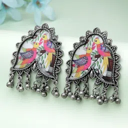 Moedbuille Silver-Plated Beaded Contemporary Drop Earrings-53