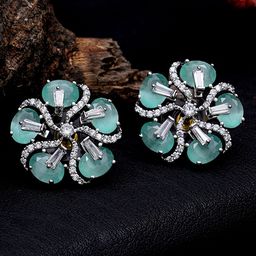 KARATCART Lime Green Classic Studs Earrings-35