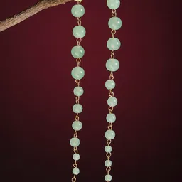 KARATCART Lime Green Classic Beaded Drop Earrings-12