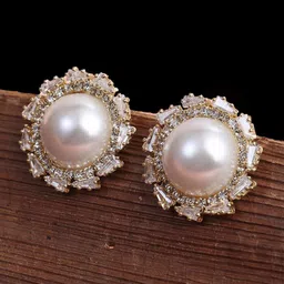 Adwitiya Collection Silver-Plated Stone-Studded & Pearl-Beaded Classic Studs Earrings-picture-15