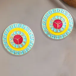 OOMPH Meenakari Circular Studs Earrings-11