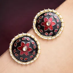 PANASH Gold-Toned Circular Studs Earrings-4