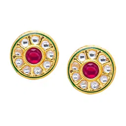 Shining Jewel - By Shivansh Gold Plated Circular Kundan Studded Studs Earrings-21