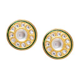 Shining Jewel - By Shivansh Gold-Plated Circular Studs Earrings-43