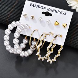 Yellow Chimes White Gold-Plated Set of 6 Circular Hoop & Stud Earrings-image-15