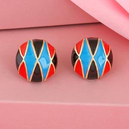 Estele Gold-Plated Circular Studs Earrings-4