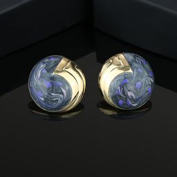 Estele Gold Plated Crystals Circular Studs Earrings-1
