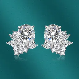 Designs & You Silver-Plated Oval Studs Earrings-5